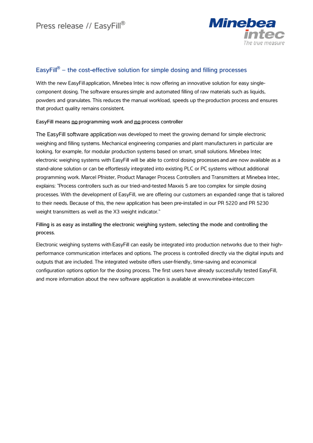 EasyFill® je stroškovno učinkovita rešitev za postopke doziranja in polnjenja - Sartorius Croatia 