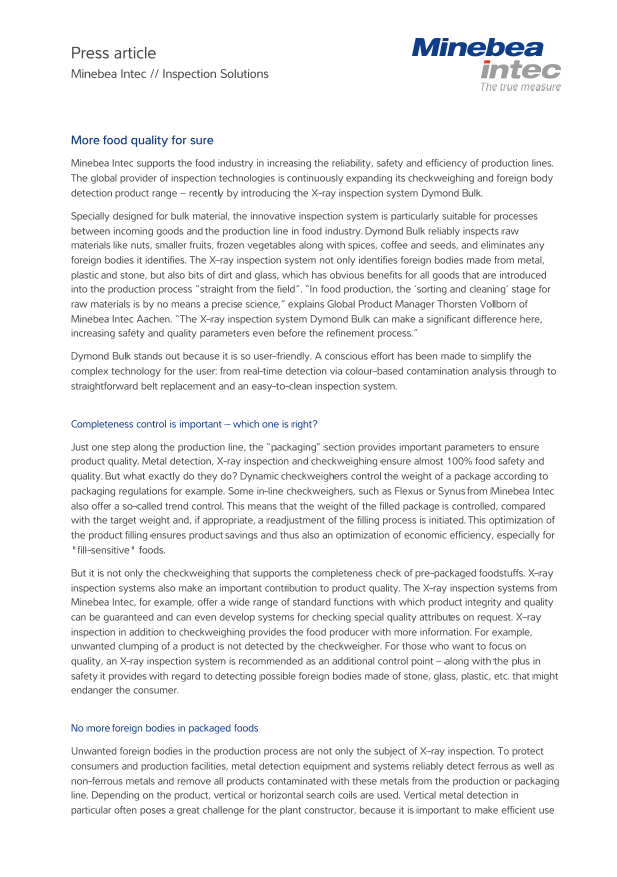 Inšpekcijske rešitve v živilski industriji - Sartorius Croatia 