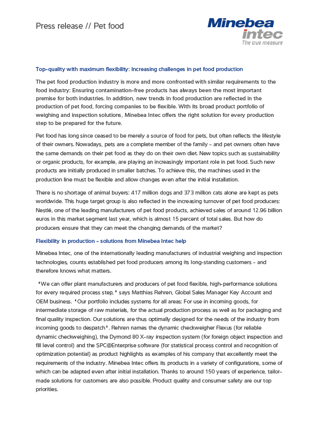 Pasja hrana: Visoka kakovost z največjo prilagodljivostjo izdelkov - Sartorius Croatia 