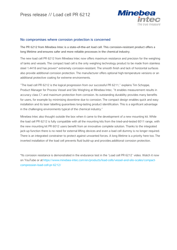 Merilna celica PR 6212 odporna proti koroziji - Sartorius Croatia 