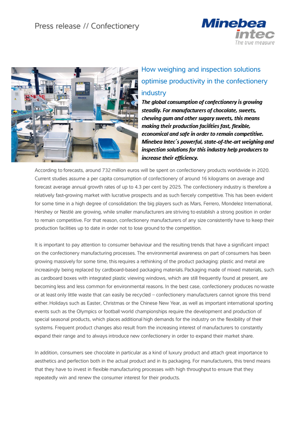 Rešitve za tehtanje in pregledovanje v slaščičarski industriji - Sartorius Croatia 