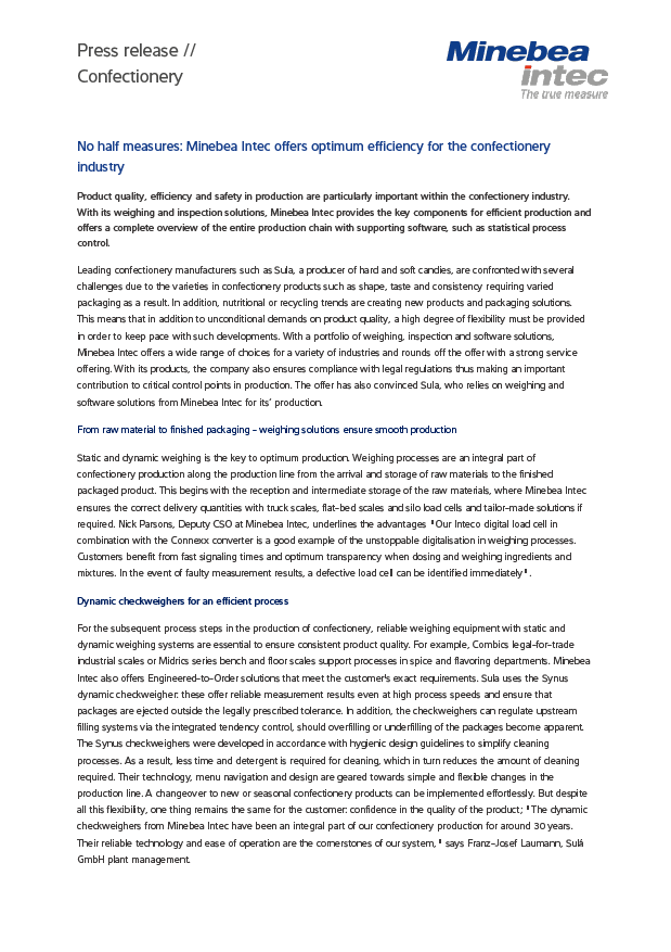 Optimalna učinkovitost za slaščičarsko industrijo - Sartorius Croatia 