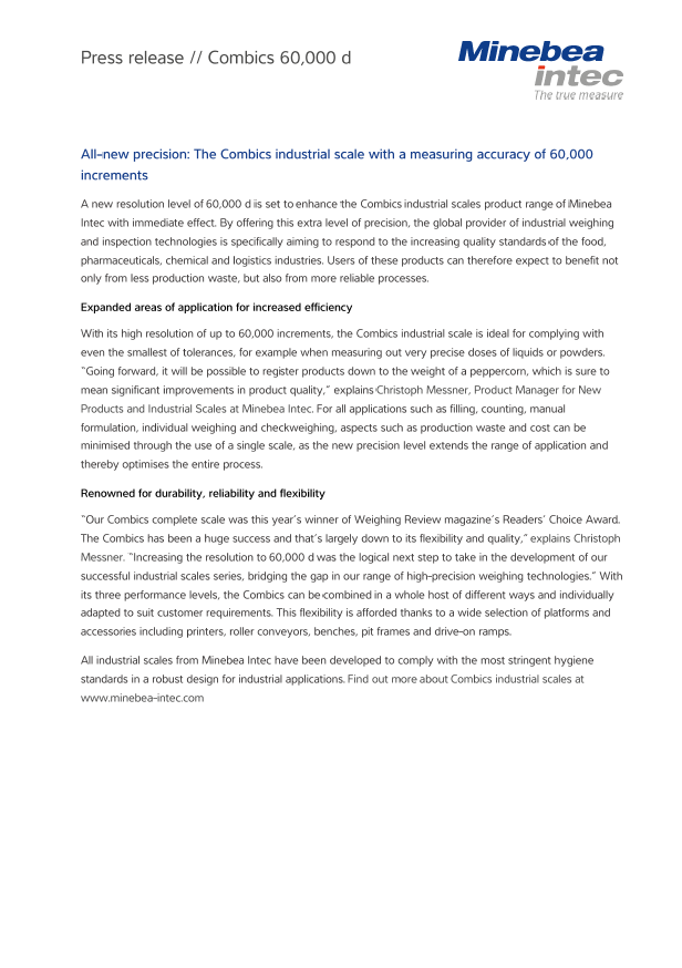 Industrijska tehtnica Combics z natančnostjo merjenja 60.000 znakov - Sartorius Croatia 