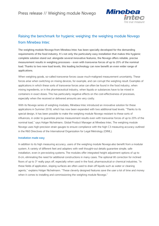 Modul za tehtanje Novego higienski dizajn - Sartorius Croatia 