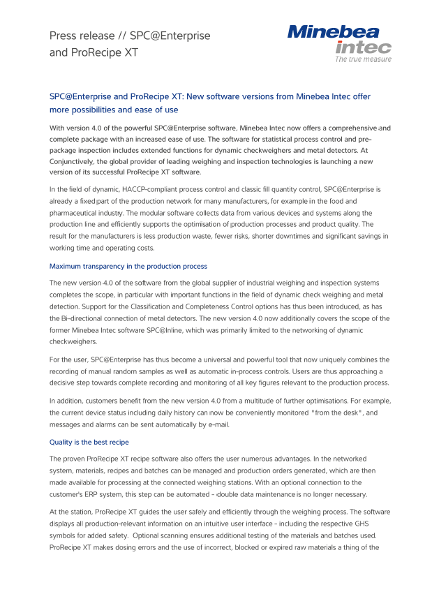 Programska oprema SPC@Enterprise in ProRecipe XT - Sartorius Croatia 