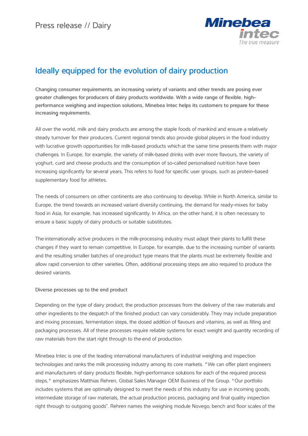 Rešitve za proizvodnjo mleka - Sartorius Croatia 